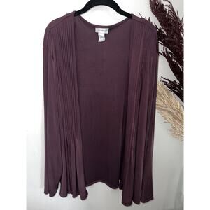 Catherines size 4X slinky open front cardigan eggplant purple CUTE EUC